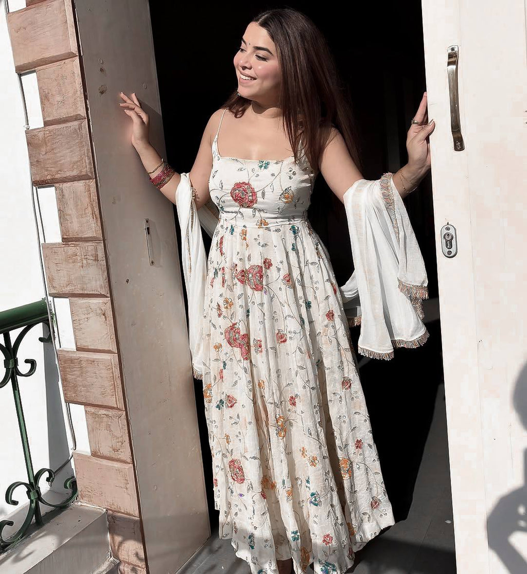 Sitara Georgette Embroidered Anarkali with Pant & Dupatta