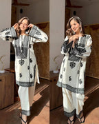Designer Rayon Butti Silk Suit with Chain Stitch Embroidery Work