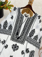 Designer Rayon Butti Silk Suit with Chain Stitch Embroidery Work