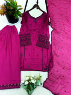 Pink Designer Rayon Cotton Suit Set with Thread & Sequin WorkFG