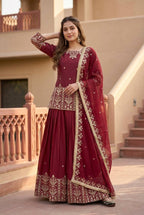 Samaira French Silk Heavy Mirror Hand Work Embroidered Lehenga with Dupatta