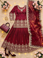 Samaira French Silk Heavy Mirror Hand Work Embroidered Lehenga with Dupatta