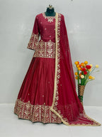 Samaira French Silk Heavy Mirror Hand Work Embroidered Lehenga with Dupatta