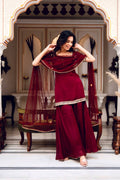 Maroon Color Heavy Georgette Palazzo Suit with  Embroidery Sequin Dupatta