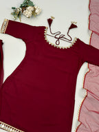 Maroon Color Heavy Georgette Palazzo Suit with  Embroidery Sequin Dupatta