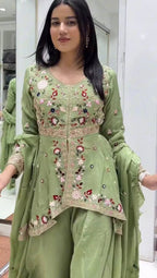 Designer Rangoli Silk Sharara Set with Sequence Embroidery Work