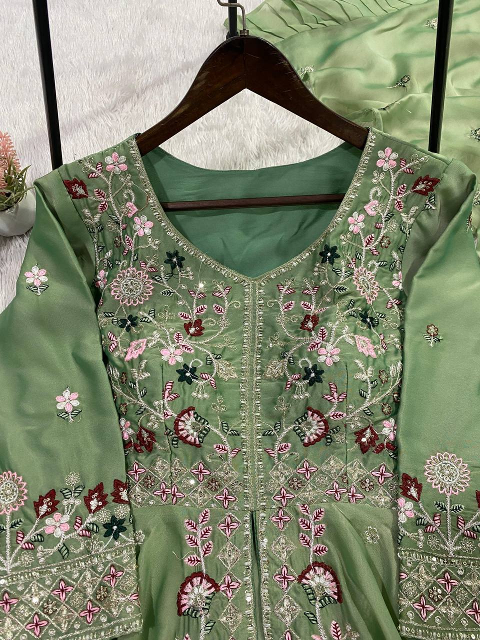 Designer Rangoli Silk Sharara Set with Sequence Embroidery Work