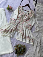 Party Wear Embroidered Sharara Set with Silk Dupatta