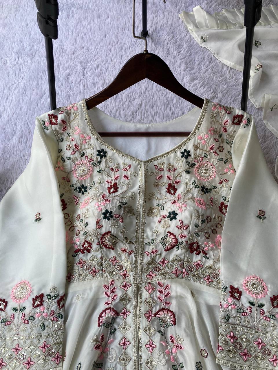 Party Wear Embroidered Sharara Set with Silk Dupatta