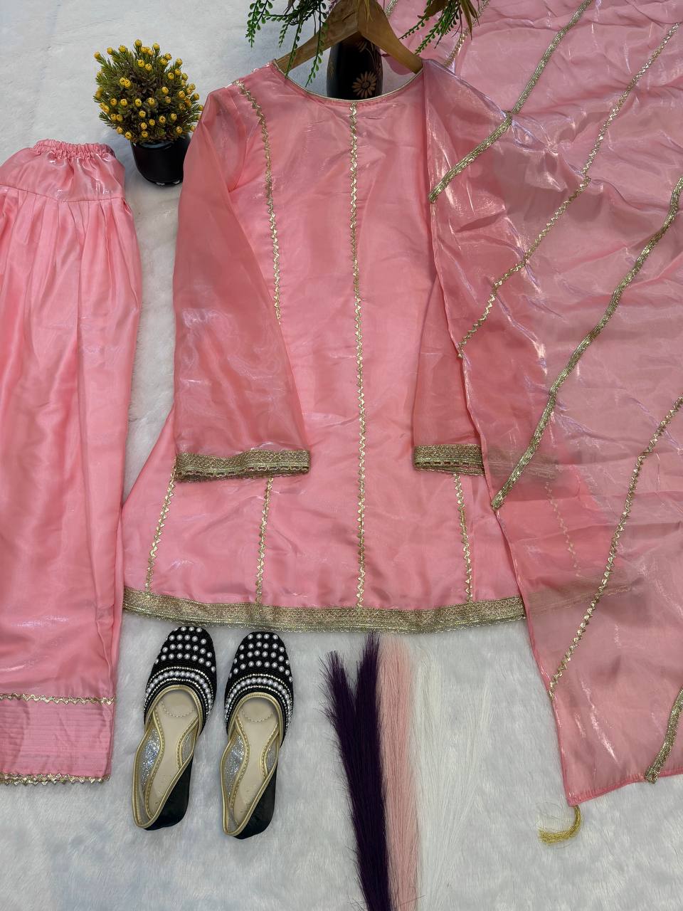 Aayra Gimmy Silk Fancy Less Work Embroidered Farshi Salwar Suit with Dupatta