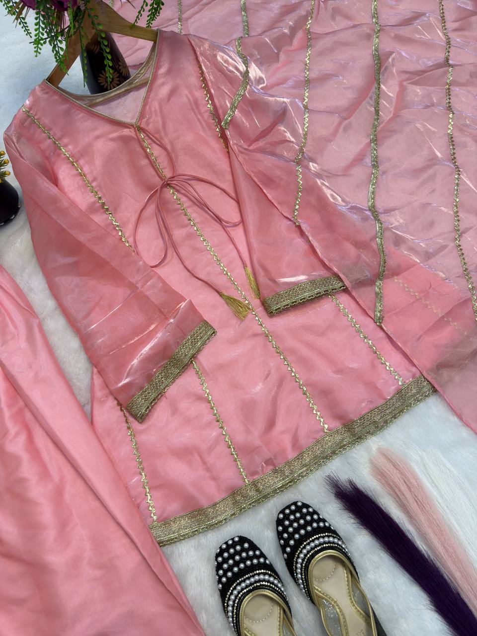 Aayra Gimmy Silk Fancy Less Work Embroidered Farshi Salwar Suit with Dupatta