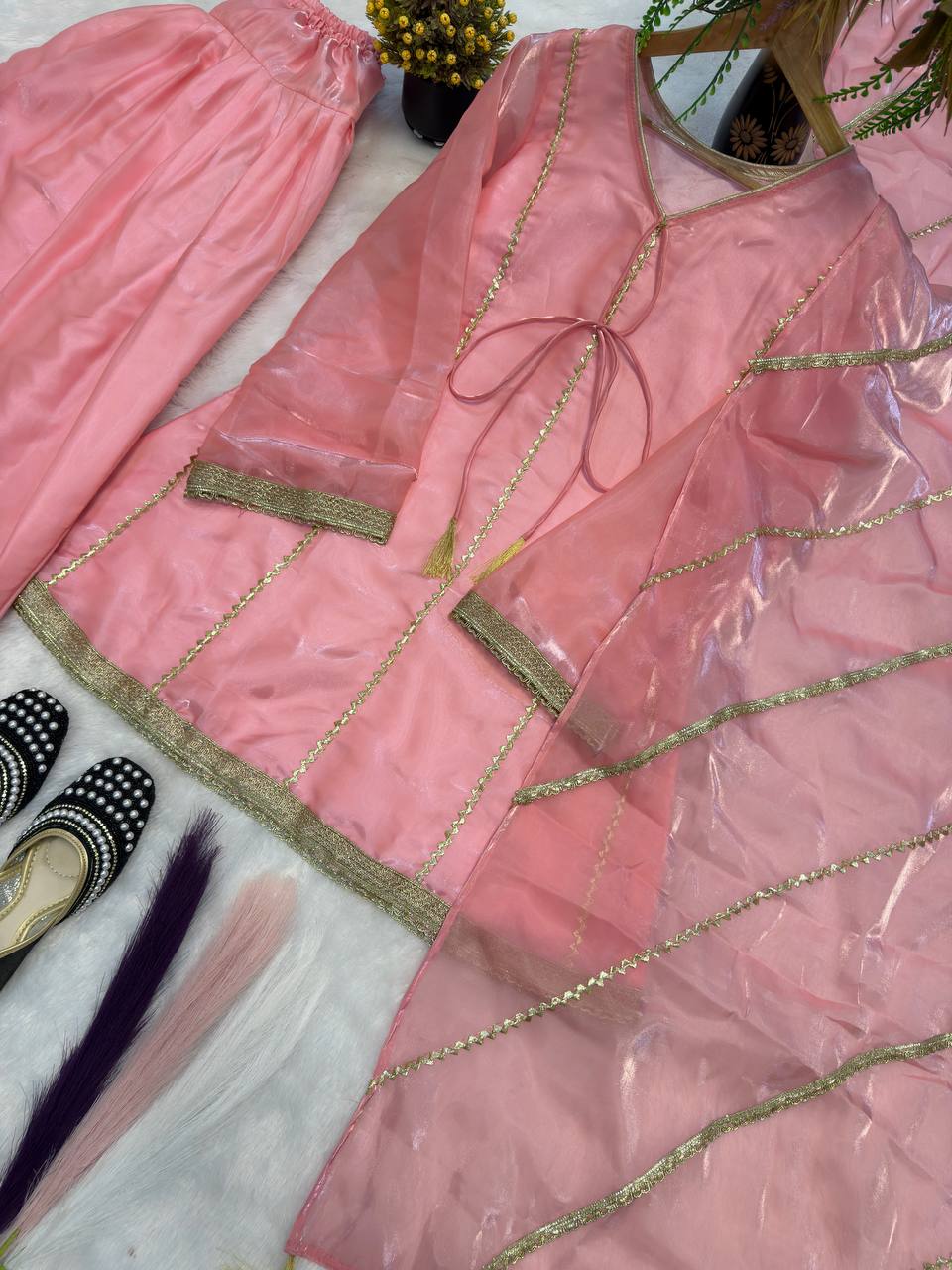 Aayra Gimmy Silk Fancy Less Work Embroidered Farshi Salwar Suit with Dupatta