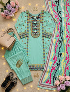 Samaira French Silk Heavy Mirror Hand Work Embroidered Lehenga with Dupatta