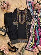 Samaira French Silk Heavy Mirror Hand Work Embroidered Lehenga with Dupatta