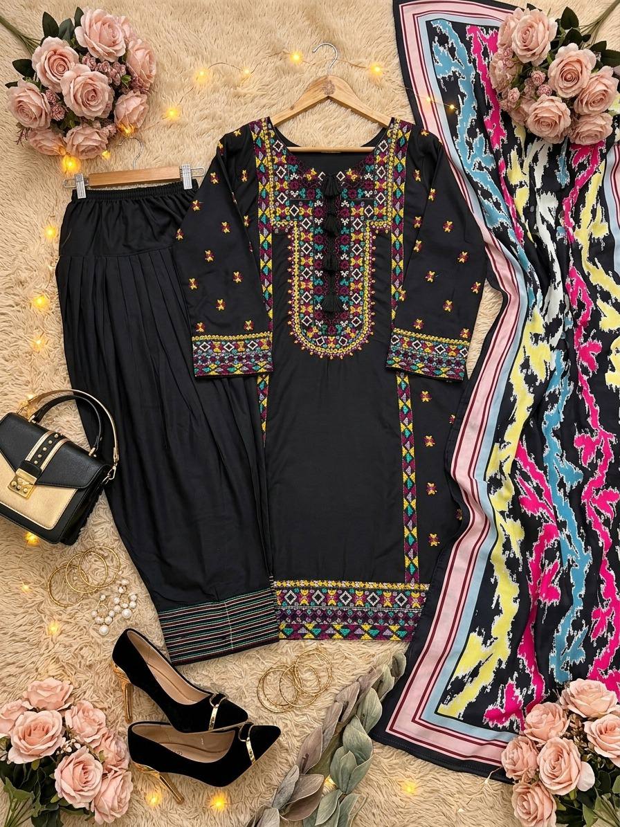 Samaira French Silk Heavy Mirror Hand Work Embroidered Lehenga with Dupatta