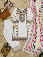 Samaira French Silk Heavy Mirror Hand Work Embroidered Lehenga with Dupatta