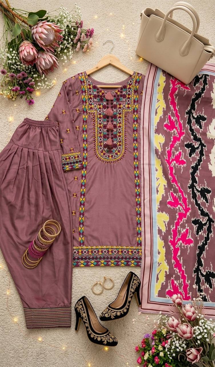 Samaira French Silk Heavy Mirror Hand Work Embroidered Lehenga with Dupatta