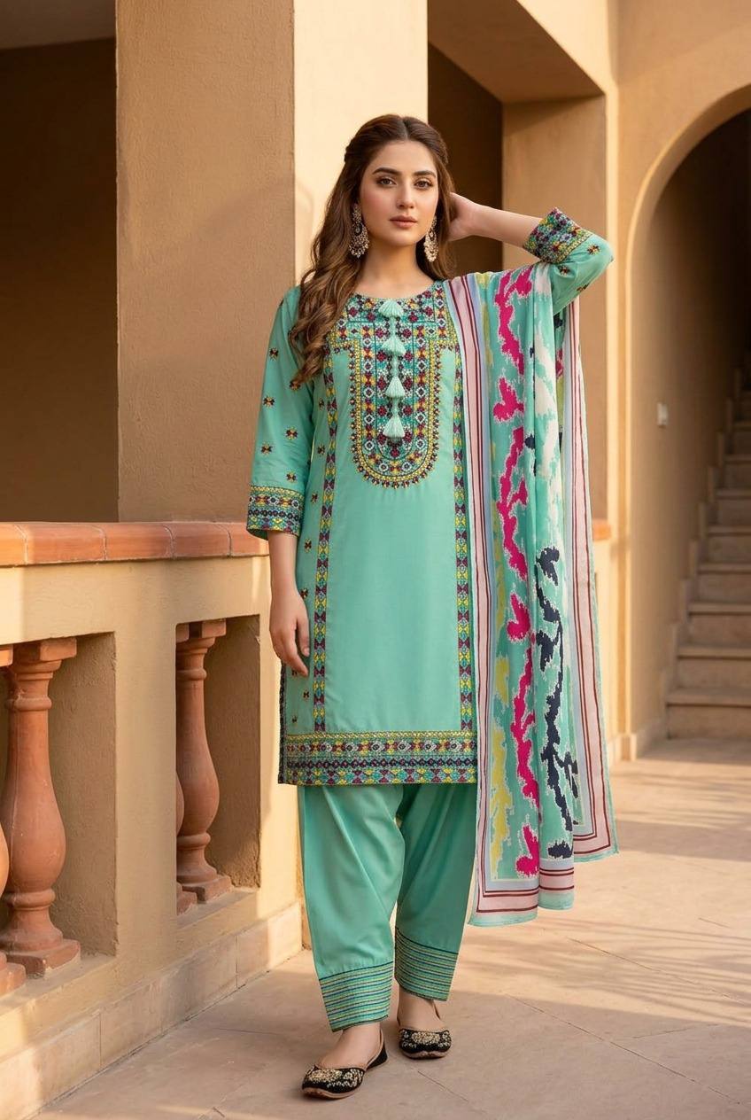 Samaira French Silk Heavy Mirror Hand Work Embroidered Lehenga with Dupatta