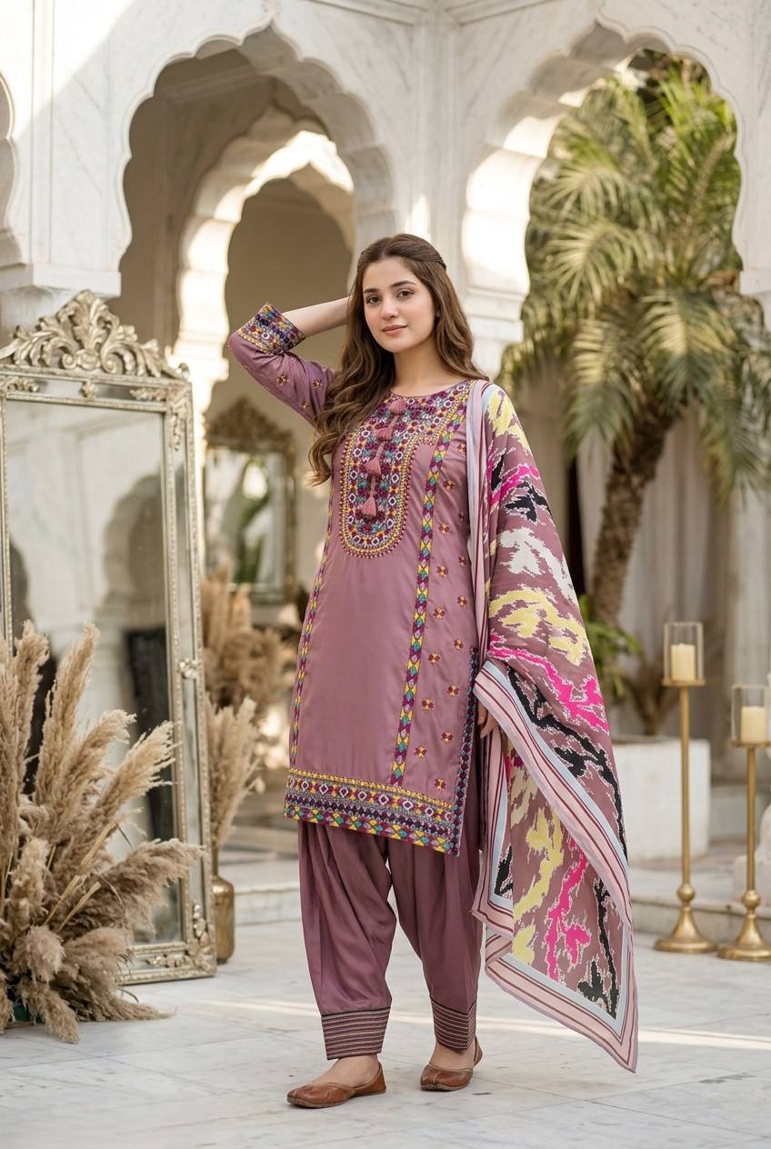 Samaira French Silk Heavy Mirror Hand Work Embroidered Lehenga with Dupatta