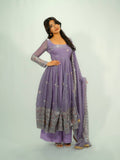 Rupanjali Fandy Silk Embroidered Gown with Palazzo & Pearl Lace Dupatta