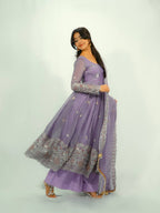 Rupanjali Fandy Silk Embroidered Gown with Palazzo & Pearl Lace Dupatta