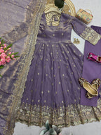 Ritanshi Fandy Silk Embroidered Anarkali with Pant & Dupatta