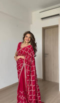 Noor Vastra Designer Fendy Silk Thread & Sequins Embroidered Saree with Heavy Embroidered Blouse