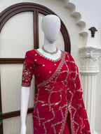 Noor Vastra Designer Fendy Silk Thread & Sequins Embroidered Saree with Heavy Embroidered Blouse