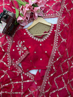Noor Vastra Designer Fendy Silk Thread & Sequins Embroidered Saree with Heavy Embroidered Blouse