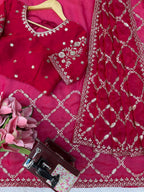 Noor Vastra Designer Fendy Silk Thread & Sequins Embroidered Saree with Heavy Embroidered Blouse