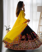 Mirazelle Designer Georgette Mirror Work Stitched Lehenga Choli for Navratri
