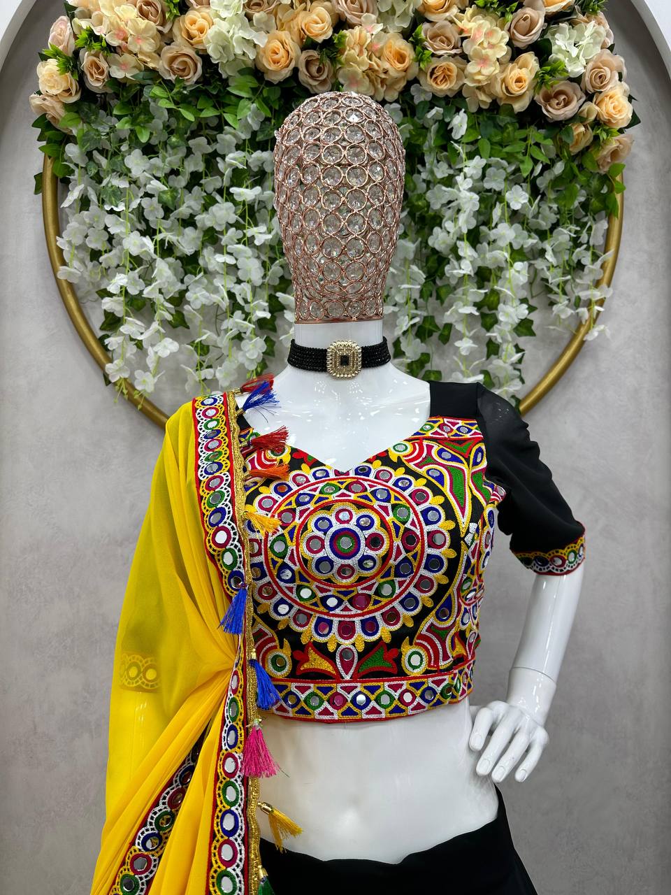 Mirazelle Designer Georgette Mirror Work Stitched Lehenga Choli for Navratri