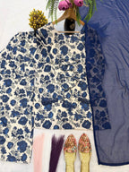 Mehvara Designer Pure Cambric Cotton Farshi Suit with Full Sleeve Kurti
