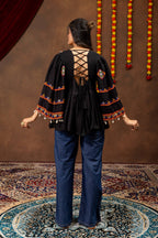 Navrangi Rayon Kediya with Real Mirror Work & Designer Denim Jeans