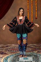 Navrangi Rayon Kediya with Real Mirror Work & Designer Denim Jeans