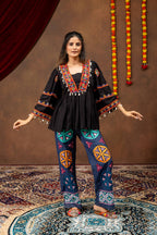 Navrangi Rayon Kediya with Real Mirror Work & Designer Denim Jeans