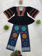 Navrangi Rayon Kediya with Real Mirror Work & Designer Denim Jeans