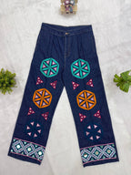 Navrangi Rayon Kediya with Real Mirror Work & Designer Denim Jeans