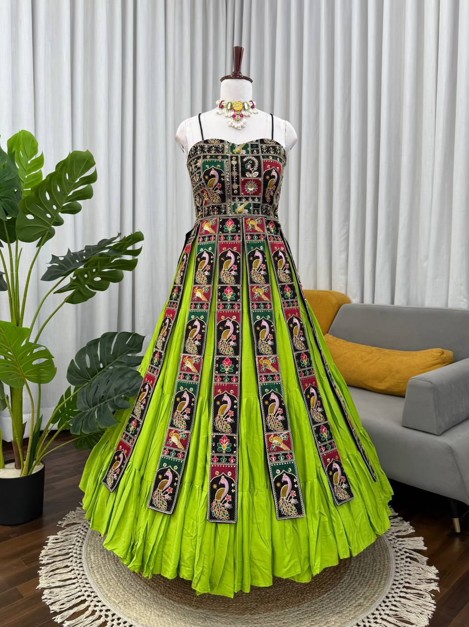 Rangsa Banglore Thread & Sequins Embroidered Lehenga with Top