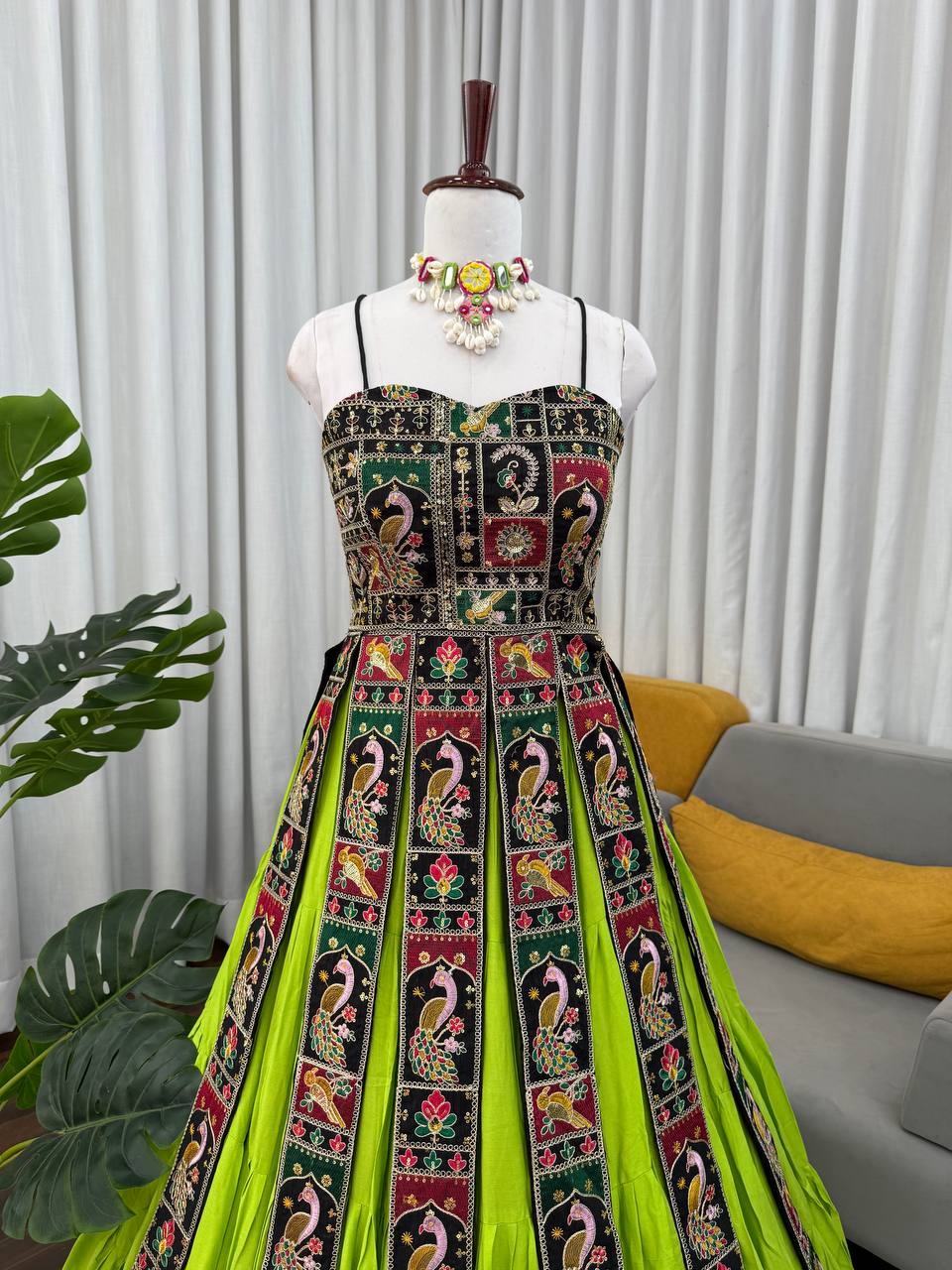 Rangsa Banglore Thread & Sequins Embroidered Lehenga with Top