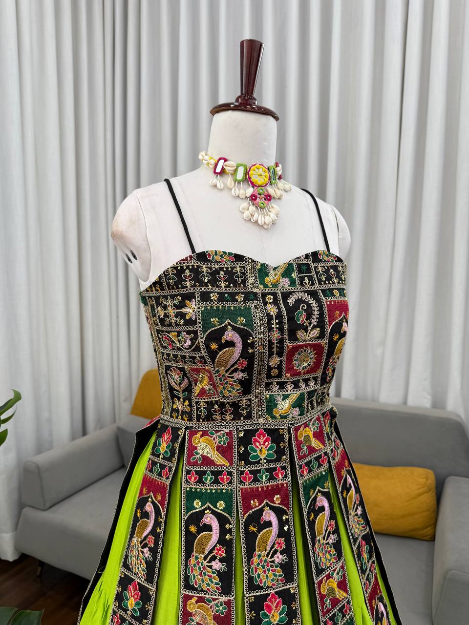 Rangsa Banglore Thread & Sequins Embroidered Lehenga with Top