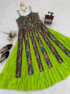 Rangsa Banglore Thread & Sequins Embroidered Lehenga with Top