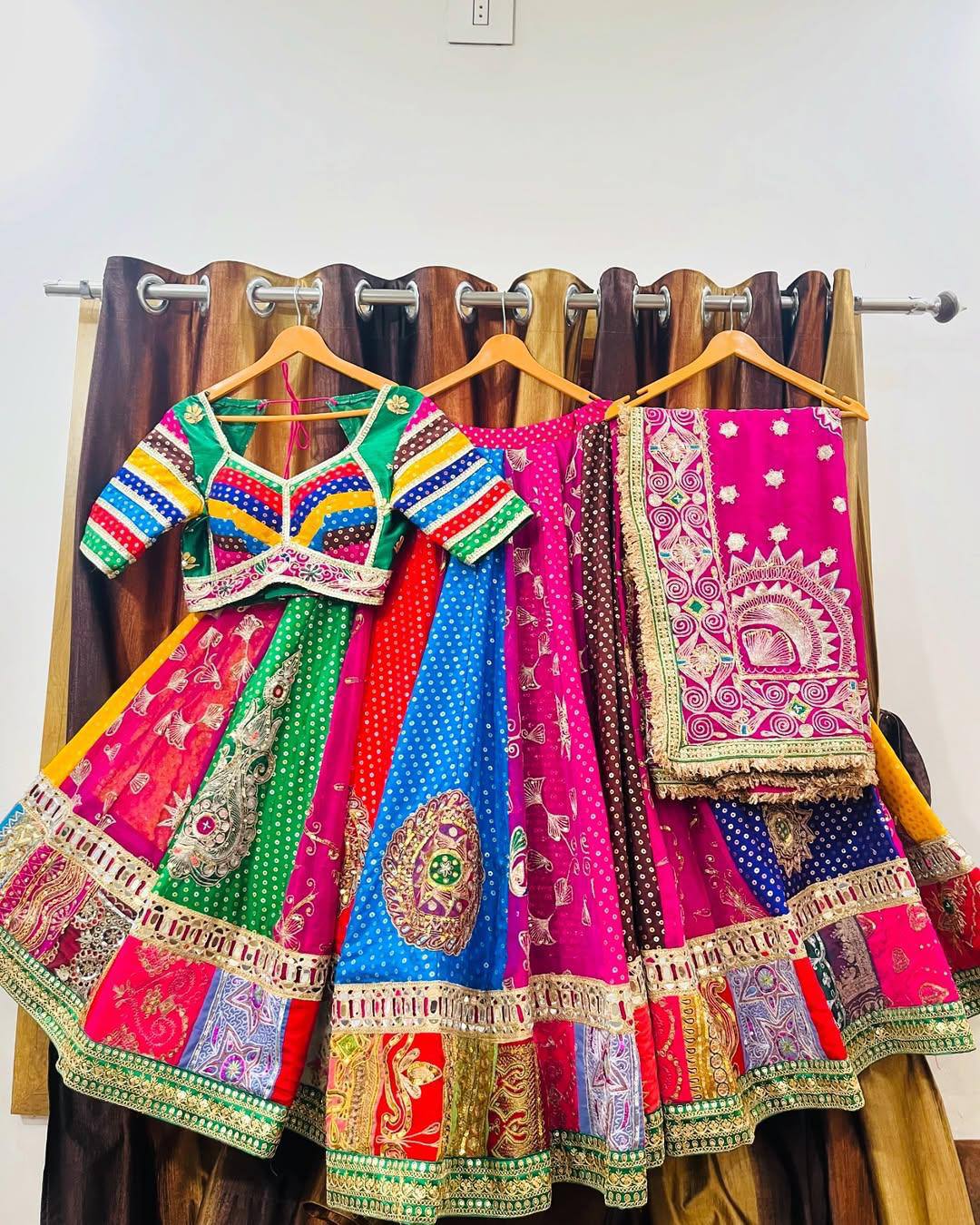 Anvisha Muslin Cotton Digital Print & Mirror Work Lehenga with Blouse & Dupatta