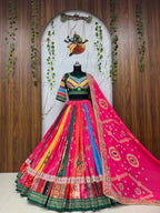 Anvisha Muslin Cotton Digital Print & Mirror Work Lehenga with Blouse & Dupatta