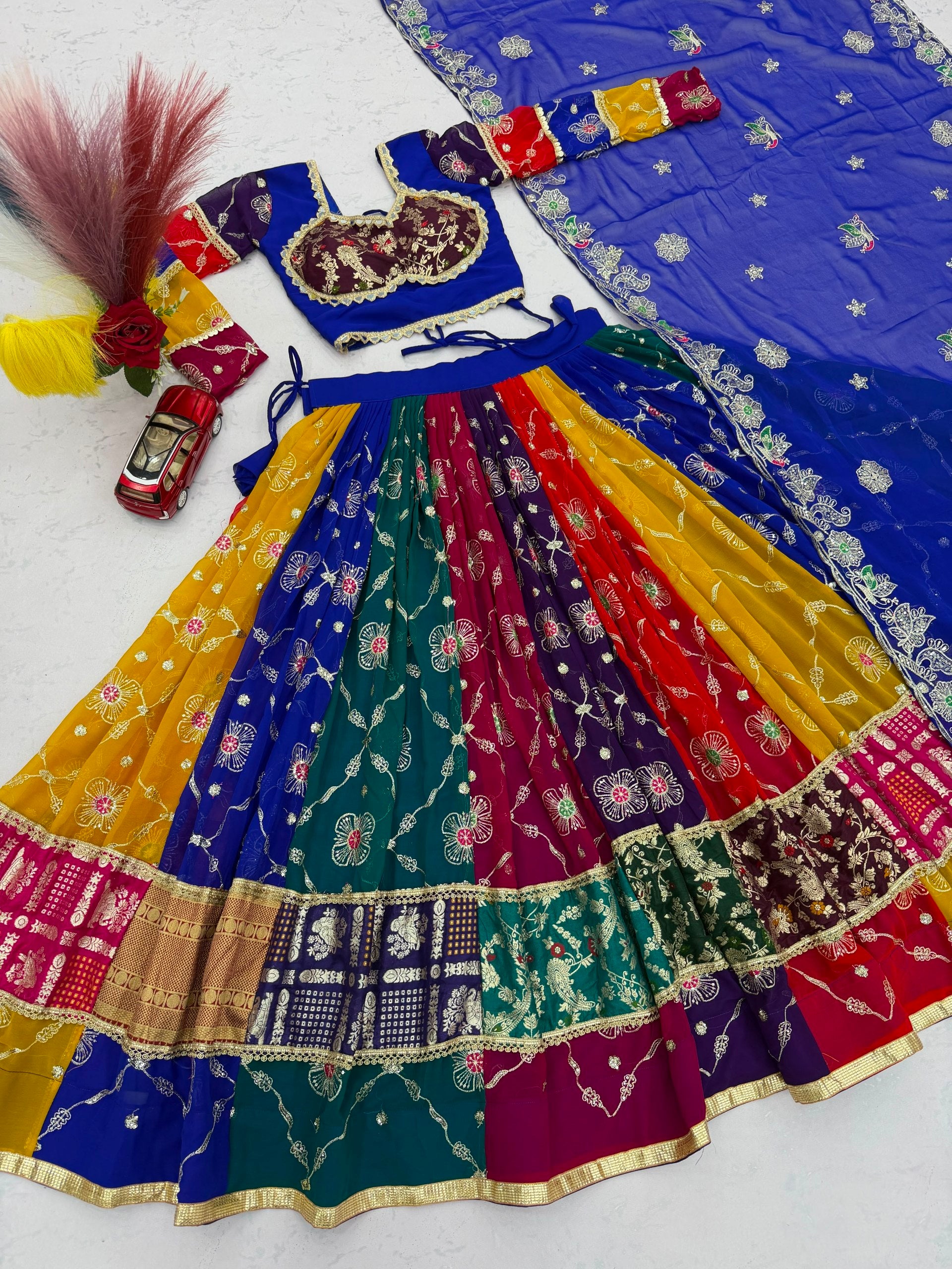 Ameera Georgette Thread & Sequins Work Lehenga with Choli & Dupatta