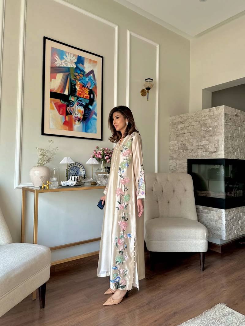 Veloura Long Roman Glass Kaftan with Fancy Sleeves & Palazzo