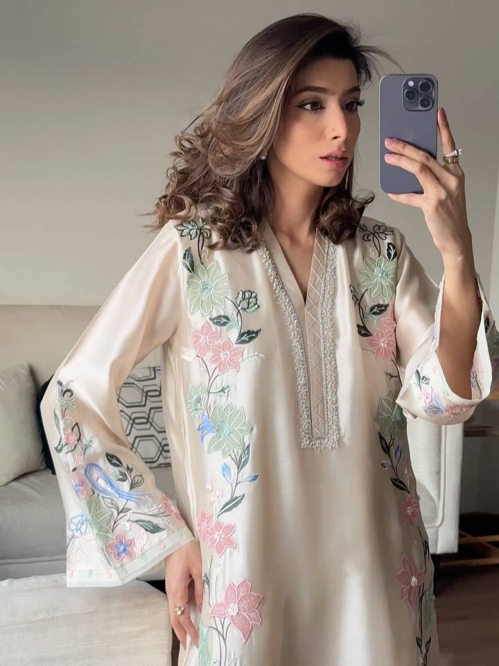 Veloura Long Roman Glass Kaftan with Fancy Sleeves & Palazzo