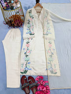 Veloura Long Roman Glass Kaftan with Fancy Sleeves & Palazzo