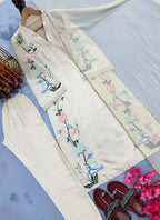 Veloura Long Roman Glass Kaftan with Fancy Sleeves & Palazzo