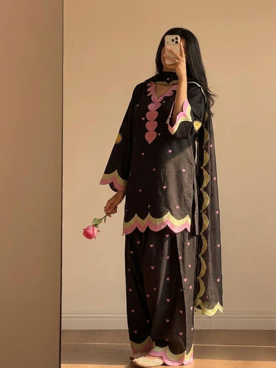 Classy Mul Chanderi Embroidery Work Salwar Suit Set
